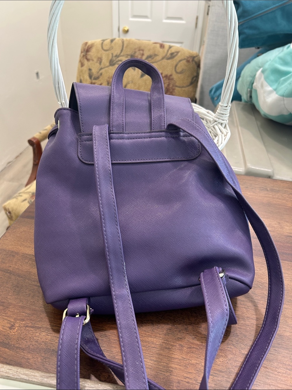 MONAT Purple Mini Backpack with Drawstring Flap - Picture 4 of 7